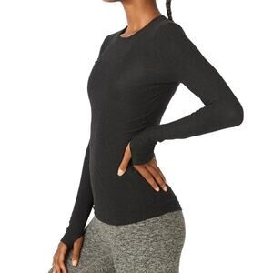 Beyond Yoga Featherweight Classic Crew Pullover Long Sleeve Shirt Darkest Night